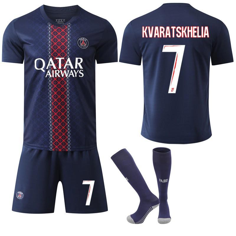 

2025-26 No. 7 Mbappe 10 Dembele 30 Messi Jersey Greater Paris Home Football Shirt Set #M