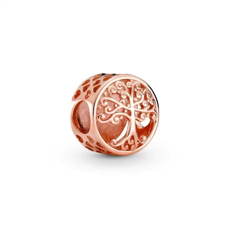 Charms Diy Women Jewelry Gift Sparkling Rose Gold Flowers & Hearts Family Tree Daisy Flower Beads Fit Original Bracelet