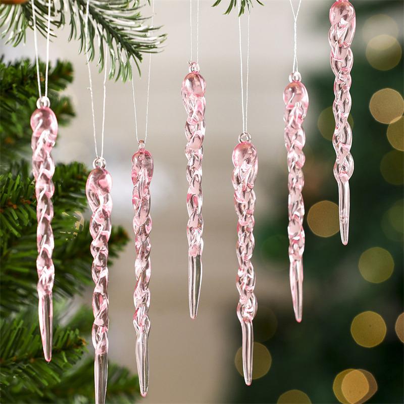 12/24pcs Crystal Clear Christmas Tree Ornaments Icicle Decorations For Holiday & Winter Party Decor Holiday Decorations