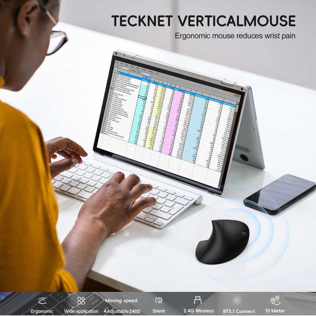 Ergonomic Mouse Ergonomic Mouse Wireless Ergonomic Wireless Vertical Mouse 2.4 G+BT5.1 Two-mode Connection 2400DPI Silent Design