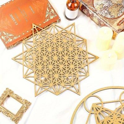 Heilige Geometrie Metaal Wanddecoratie Bloem des Levens Sri Yantra Tetraëder Handgemaakt Hangend Decor