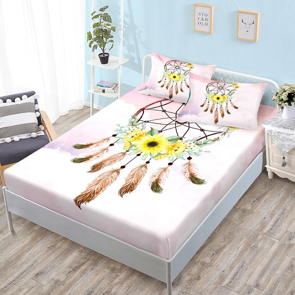 Three-Piece Mattress, Mattress Cover, Dream Catcher, Ethnic Bohemian Mattress Protective Cover