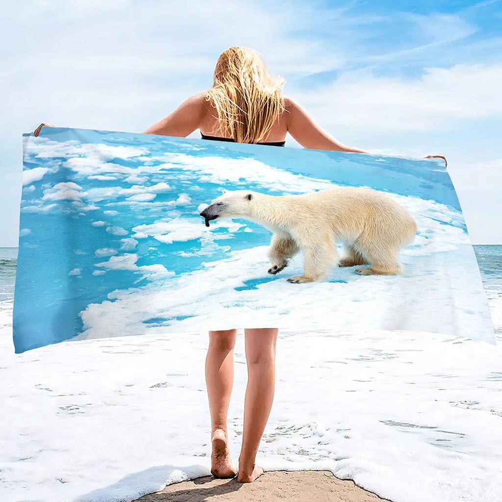 Cute Polar Bear Print Series Seaside Vacation Beach Towel Swimming Bath Towel Sports Towel