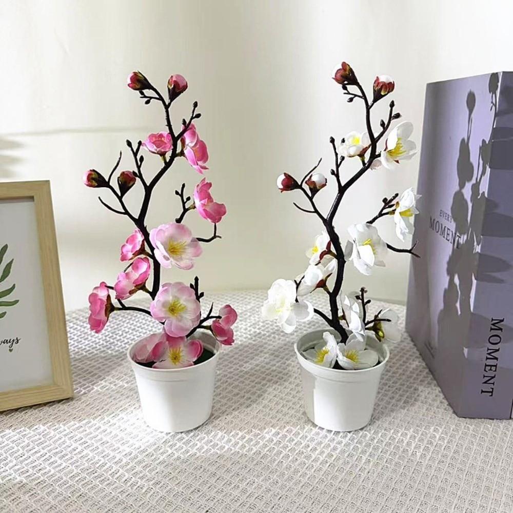 Kreative Süße Künstliche Pflaumenblüten Helle Farbe Bonsai Topfpflaumenblüte Heimdekoration Blumenornament Valentinstag