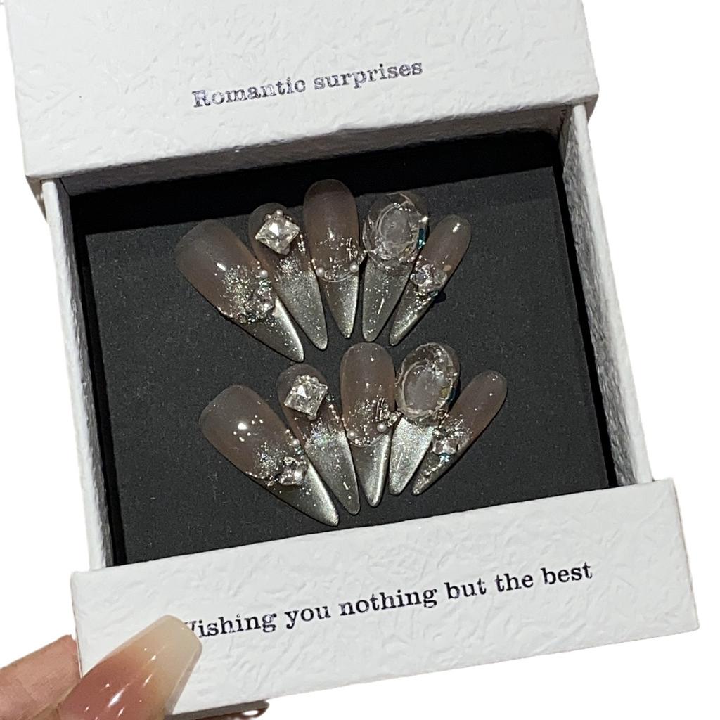 Gradient Side Light French Cat Eye Broken Diamond Alloy Butterfly Sweetheart Oli Patch