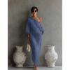 IHUASU Fashion Summer Spring Solid Color Print Long Sleeve Casual Dresses