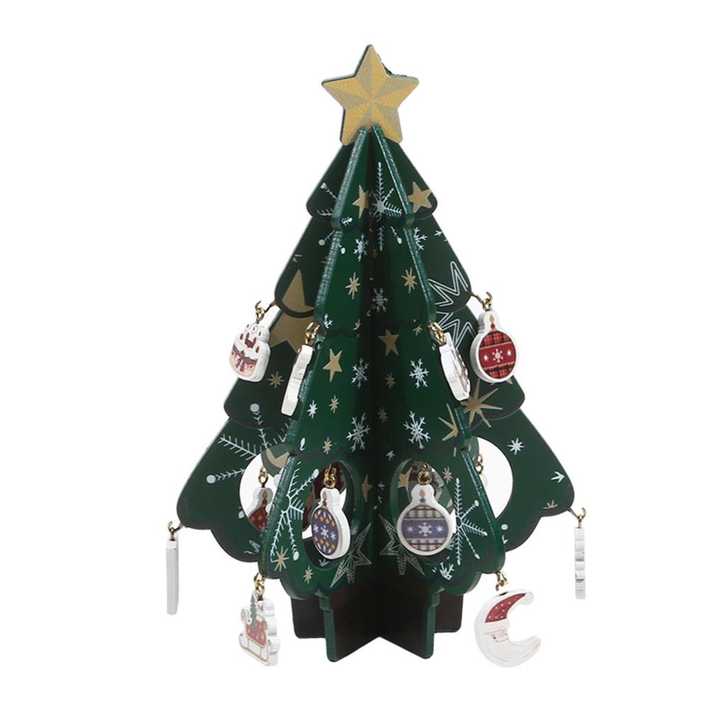 Children's Handmade DIY Stereo Wooden Christmas Tree Scene Layout Christmas Decorations Ornaments