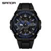 Sanda 3170 Fashion ABS Digital Waterproof Outdoor Chronograph Electronic Sport Watch TPU Strap Hand Light Function Montre Homm
