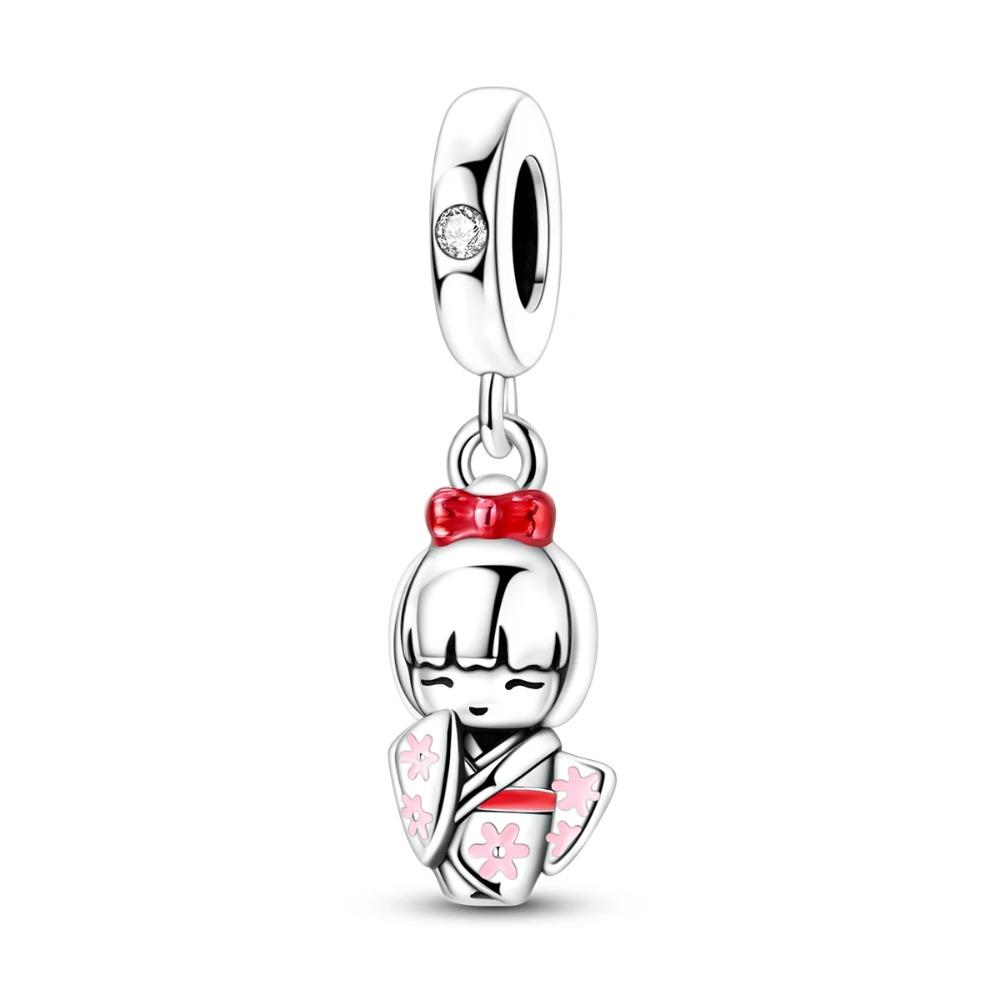 Silver Plated Couple Bracelet Necklace Set with Zirconium Beads Charms for Women Girls Lovers Jewelry Gift