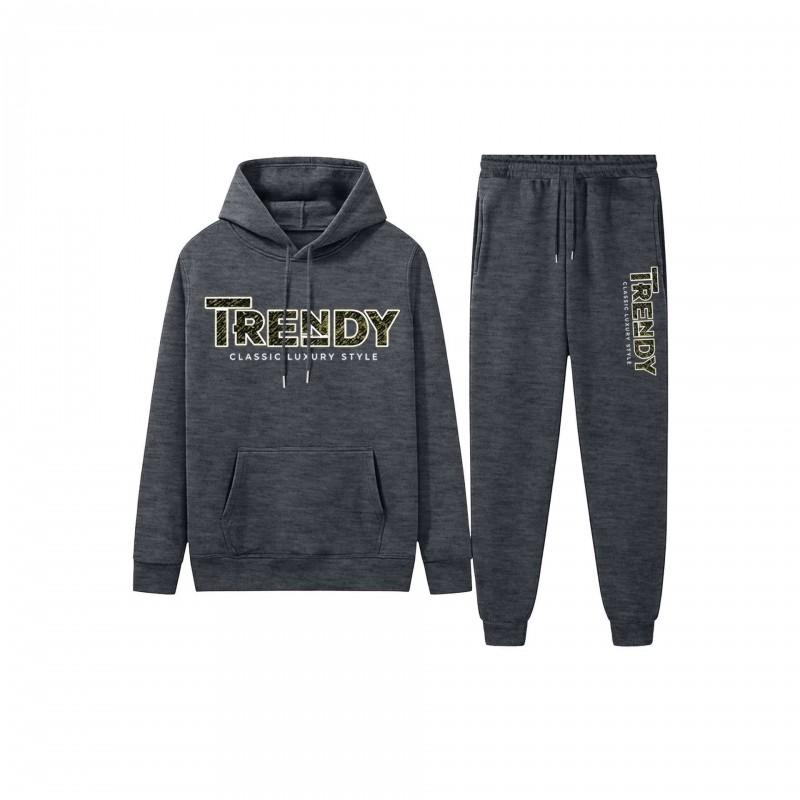 Mens Hooded Sweatshirt Jogger Pants Set Casual Sportswear Two-Piece Outfit Fall Lightweight Comfortable