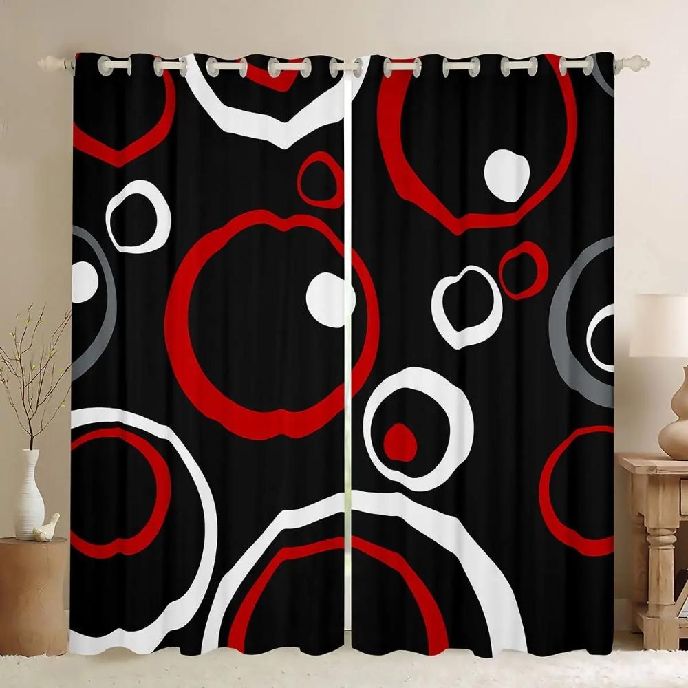 Circle Geometry Curtains High Shading Curtain Drapes for Kids Boys Teens Adult Bedroom Blackout Window Curtain Living Room Deco
