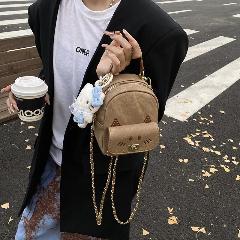 

Ladies 2025 new super fire high sense exquisite daily small backpack female foreign style versatile Korean cute backpack single bag коричневый