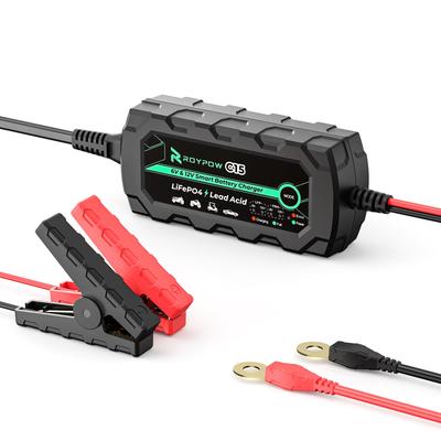 RoyPow LiFePO4 Trickle LED Activation Reverse Short and Overcurrent Protection Charger, 14.4V/1A, 7.2V/1A, Charge, Light, Polarity, Circuit,