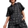 Puma Classics New Prep All-Over Print Fashion Versatile Soft Skin-Friendly Short Sleeve Shirt Unisex Shirts Black 627873-01