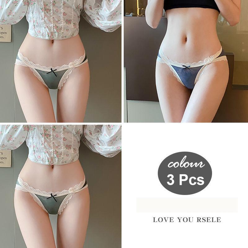 3 stücke Sexy Spitze Thongs frauen Unterwäsche Höschen Low-Taille Slips Damen Floral Mesh Sinnliche Erotische Dessous Nette unterhosen