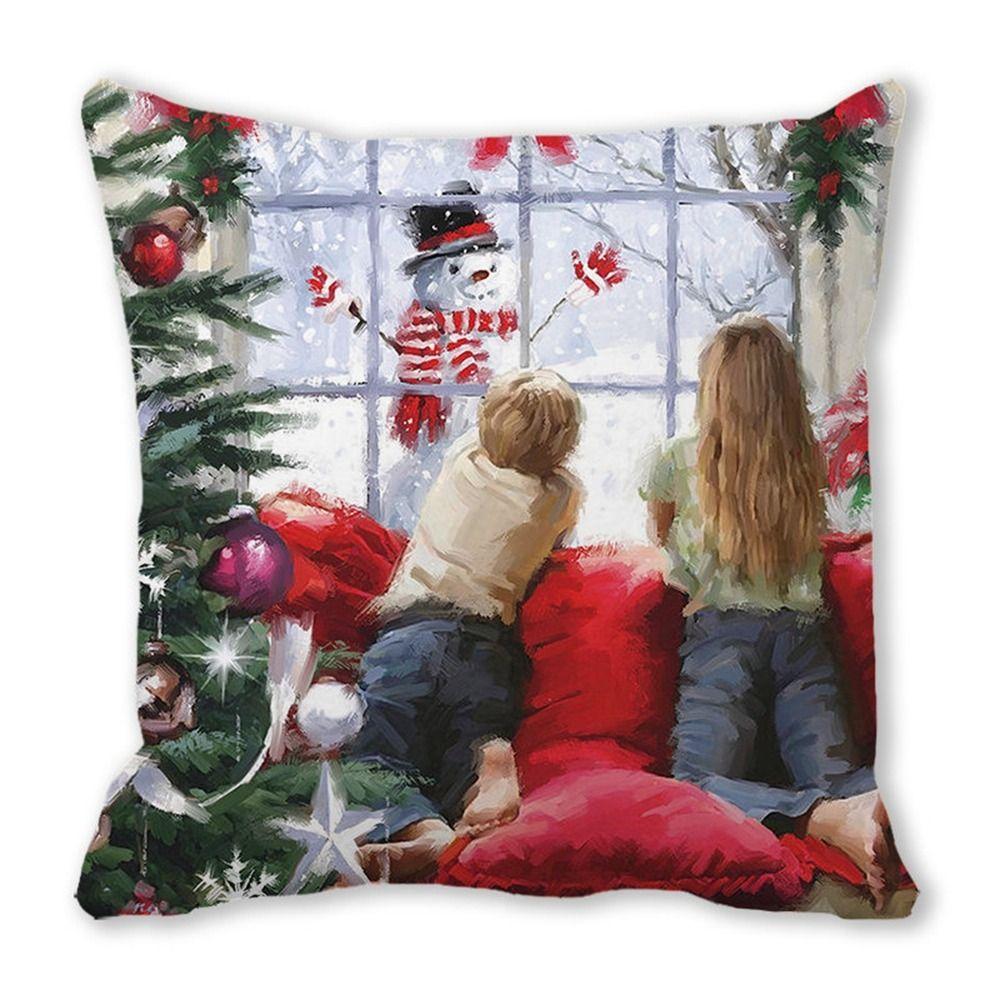 Fashion Peach skin velvet Christmas PillowCase Square Navidad Xmas Cushion Cover Santa Claus Sofa Pillow Cover Christmas