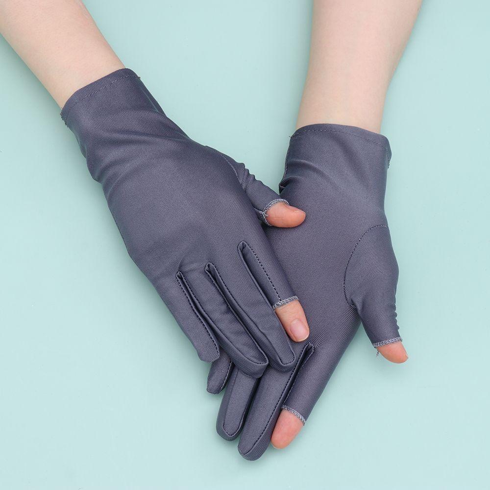 

Short Stretch Two Finger Touch screen Summer Mittens Driving Gloves Thin Spandex Gloves темно-сірий колір