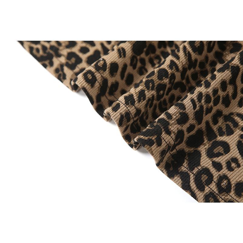 Women's Leopard Print Sexy Spice One Shoulder Hollowed-out Slim-fit Wrap Buttock Dress