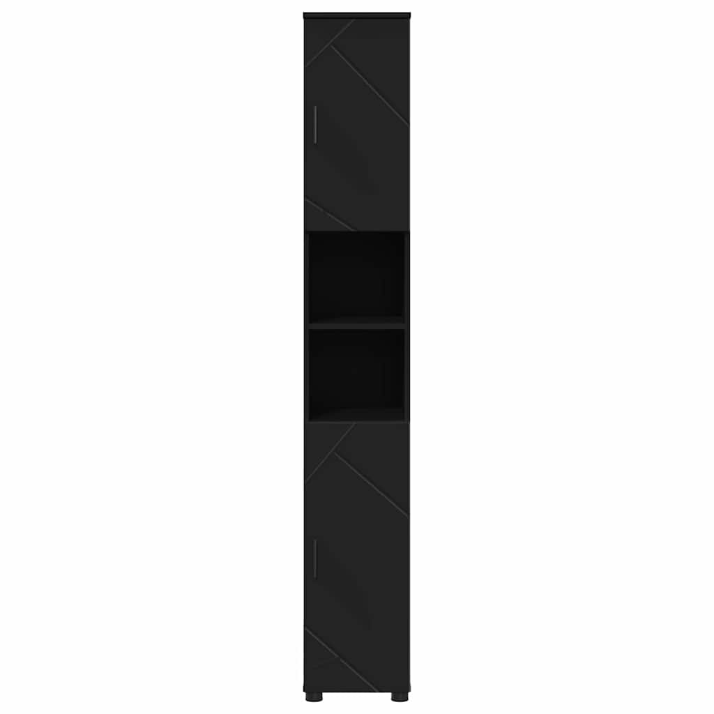 Bathroom Storage Cabinet with Door Black 30 x 35 x 192 cm