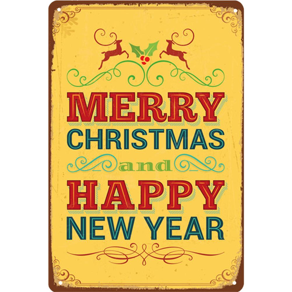 Merry Christmas Metal Tin Sign Plaque  Cartoon Elk Santa Claus Iron Painting Home Bar Cafe Pub Decoration Wall Art Plates
