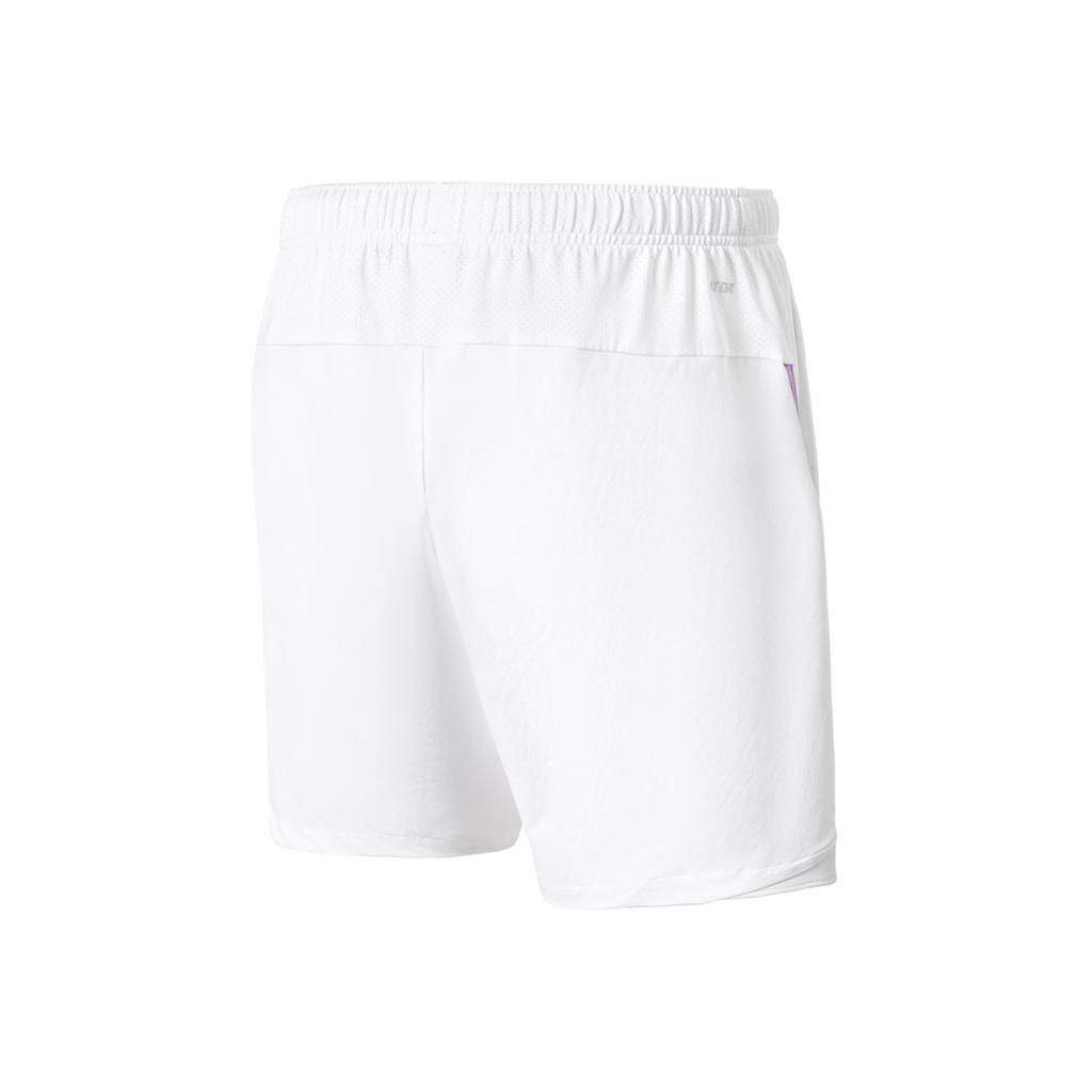 Li Ning Badminton Series Solid Color Logo Quick-Dry Cool Competition Sports Shorts Unisex Shorts White AAPU129-2
