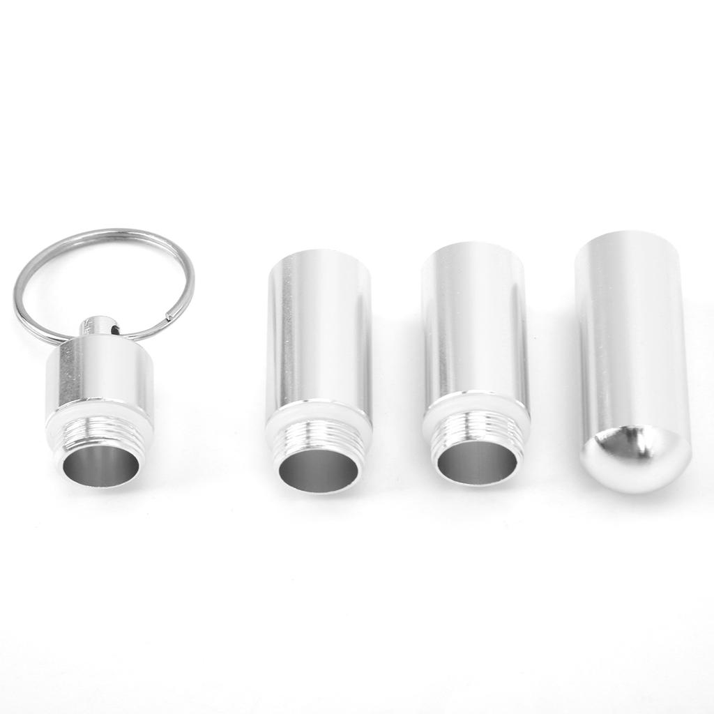 Pill Box Aluminum Alloy Waterproof Keychain Pill Holder Organizer for Outdoor Travel