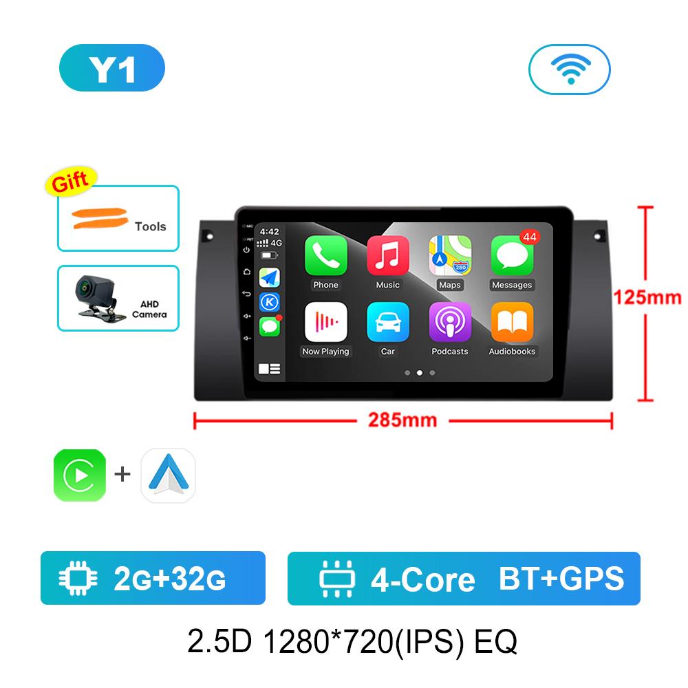 9 Inch Android OS Carplay Car Radio Multimedia Player for BMW E53 X5 2000 - 2007 GPS Navi WiFi IPS Touch Screen DSP Stereo 4G BT