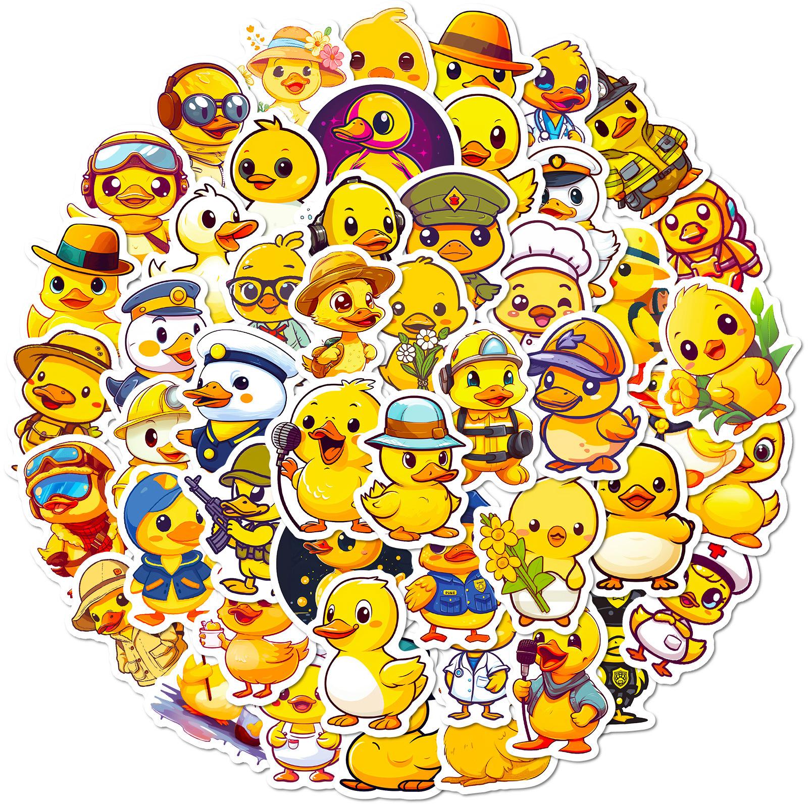 

50 Suitcases, Cups, Decorative Little Yellow Duck Stickers Cartoon Stationery Diy Handbook Graffiti Reward Stickers