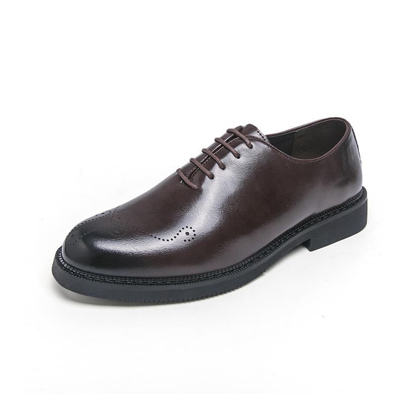 Men s Formal Brogue Leather Derby Lace-up Shoes - Pointed Toe 44