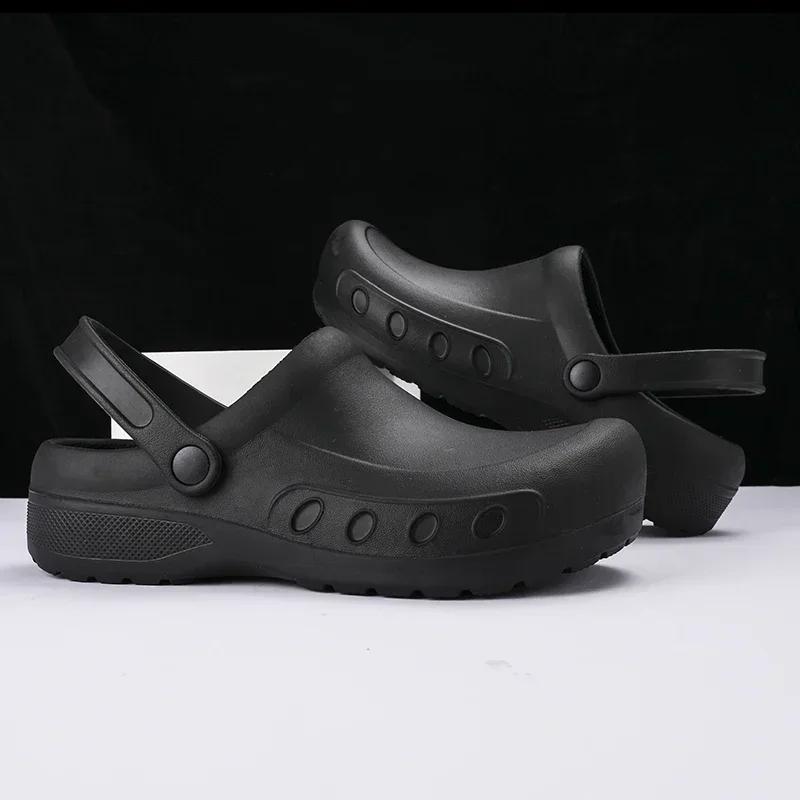 Fashion Men Chef Clogs Men Kitchen Shoes EVA Injection Shoes Anti-slip Outsole Comfortable Garden Clogs Waterproof Sandal Big Size 36-49