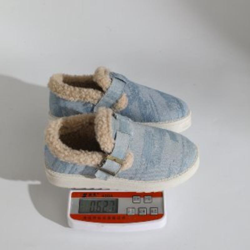Cross-border Muffin Thick-soled Plush Low-top Cotton Shoes Women's Winter New Round Head Belt Buckle Warm Snow Boots