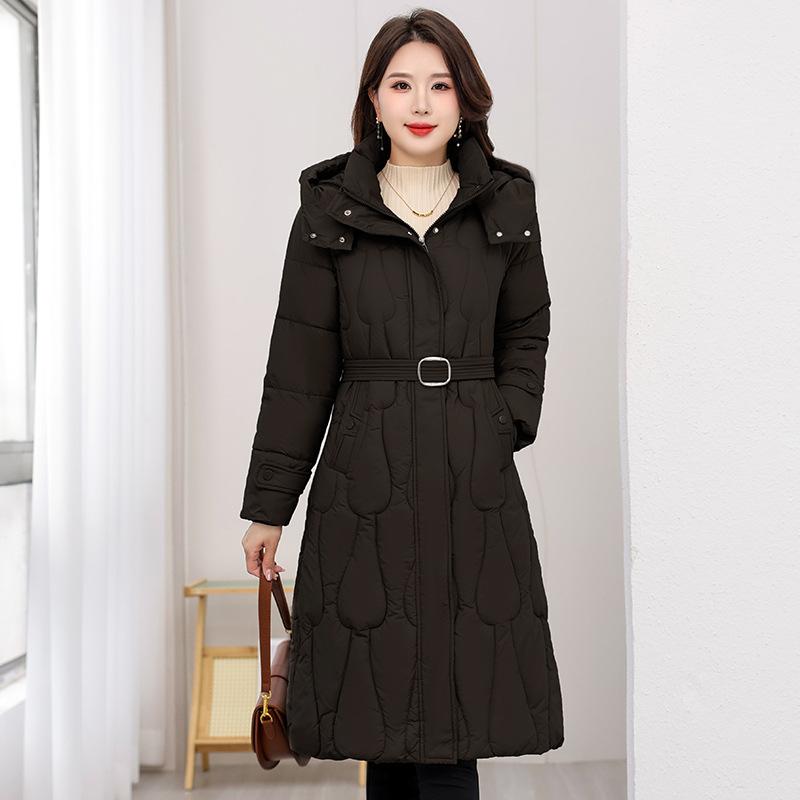 Winter New Style Figure-flattering Over Knee Medium and Long Cotton-padded Clothes 2025 Down Cotton Coat