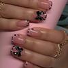 24 Pcs Valentines Day Press On Nail Leopard Print False Nail 3D Bows Stick on Nail French Tip Artificial Nail