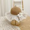 New summer children's straw hat ruffle edge lace fairy princess sun shade sun hat vacation beach hat