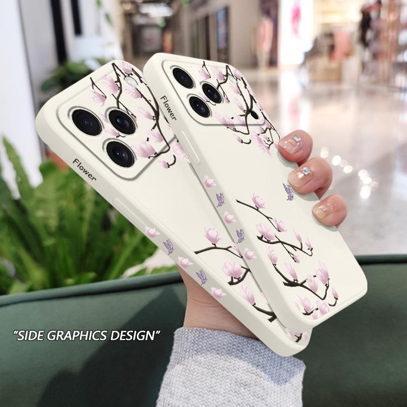 Flower Branch Dance Phone Case For iPhone 17 Air 16 16e 15 14 13 Pro Max Plus Mini Liquid Silicone Soft Cover