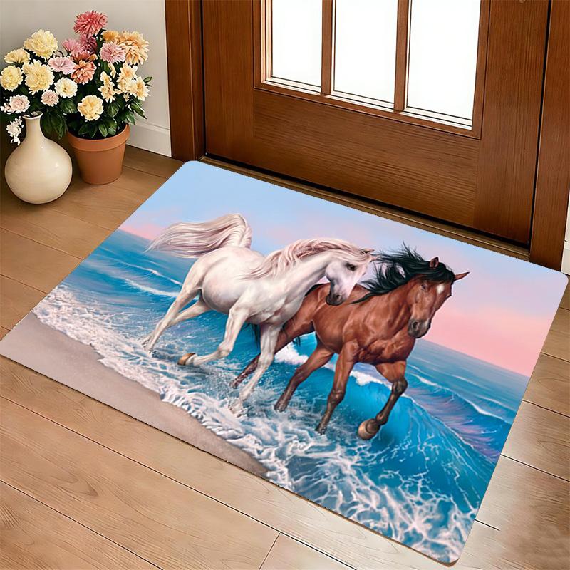 Ocean Horses Living Room Nonslip Area Rug Soft Carpet For Bedroom Game Playroom Sofa Office Home Decor Doormat Christmas Gift C9301818