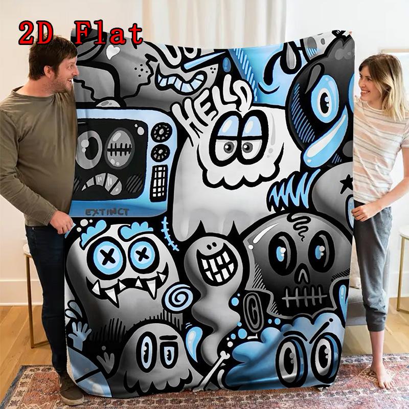 Dark Monster Cartoon Carnival 2D Flat Pattern Flannel Blanket High quality All Seasons Warmth and Comfort Perfect for Christmas Gifts.NMT0928047