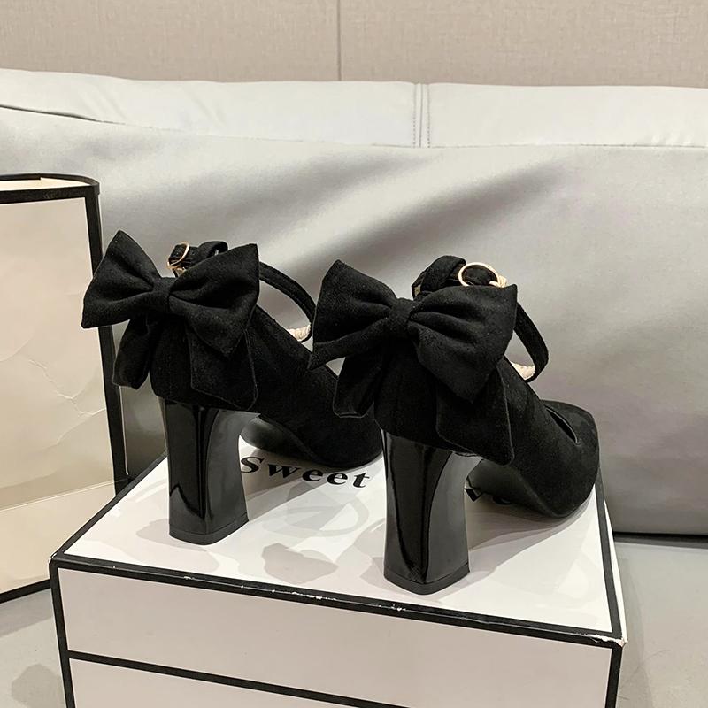 Fashion Women Pumps Bowknot Pointed Toe Stiletto Sexy 11cm Thin Ankle Strap High Heels Female Red Wedding Shoes Plus Size