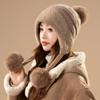 Fashion plush thread ear protection warm hat women's winter cold-proof ski cotton hat outdoor cycling knitted hairball hat
