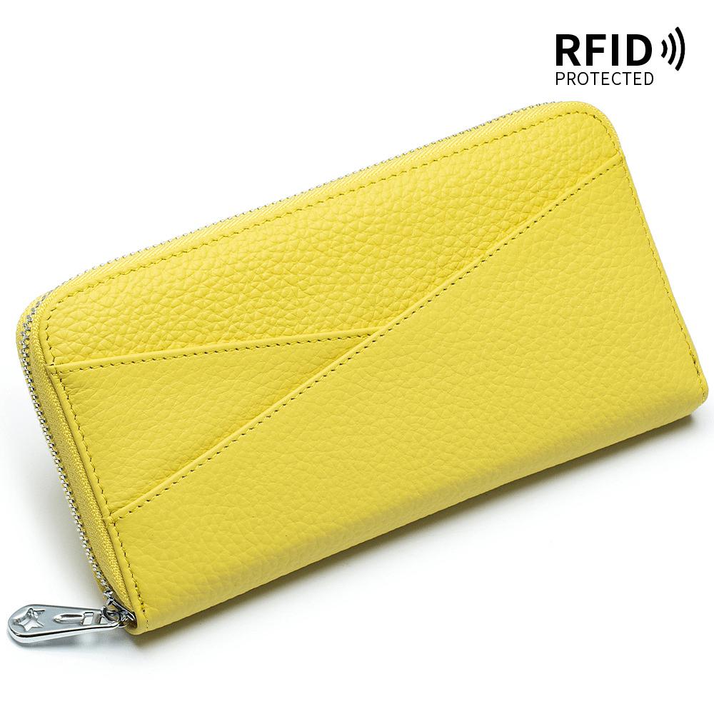 Portefeuille long japonais pour femme Sac à cartes RFID grande capacité Sac de soirée tendance Sac pour téléphone portable yellow, multicolore
