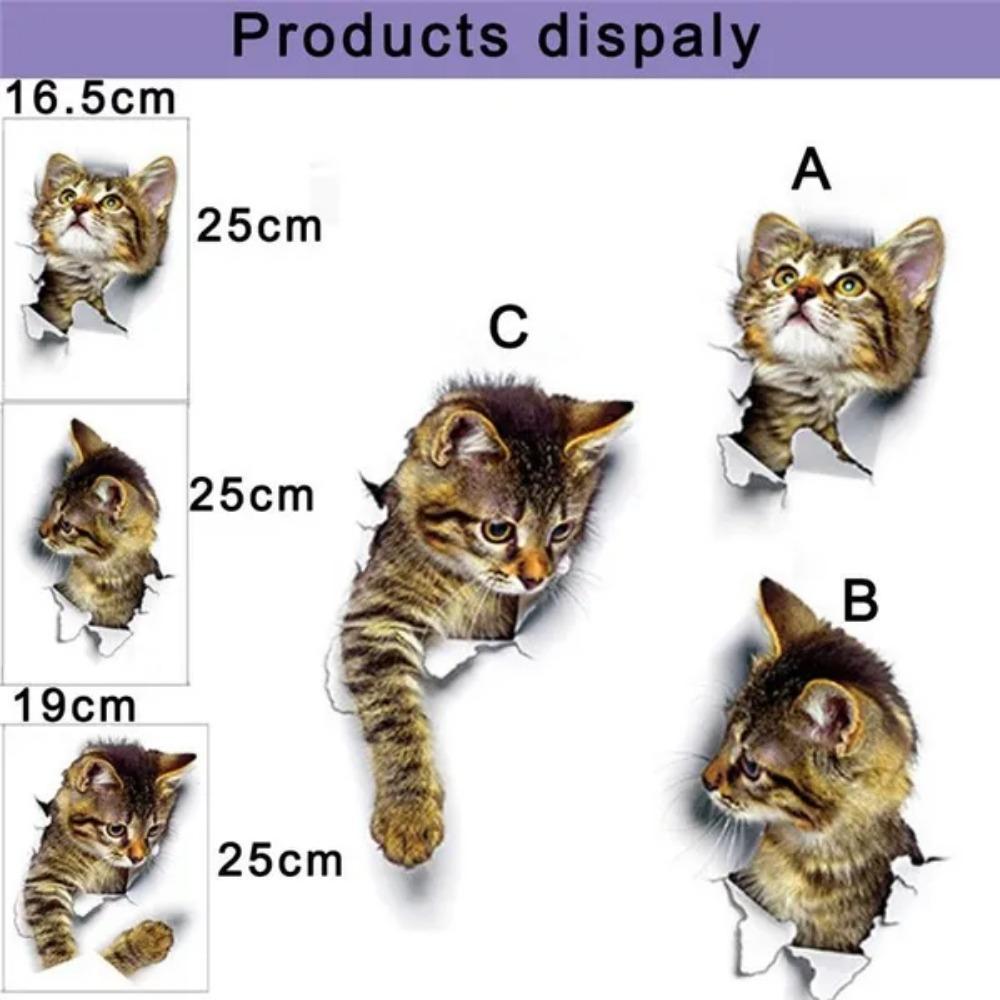 Various Cute Kitten Animal Cartoon Cat Wall Sticker 3D Vivid Baby Kid Room Bathroom Decors  Toilet Sticker