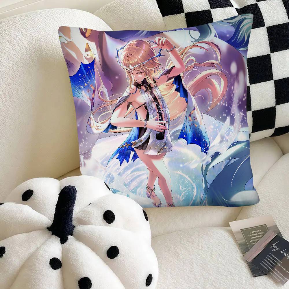 Cartethyia Anime Spiel W-Wuthering Waves Kissenbezug Mode Quadratischer Kissenbezug Schlafzimmer Sofa Zimmer Ins Dekoration Freizeit