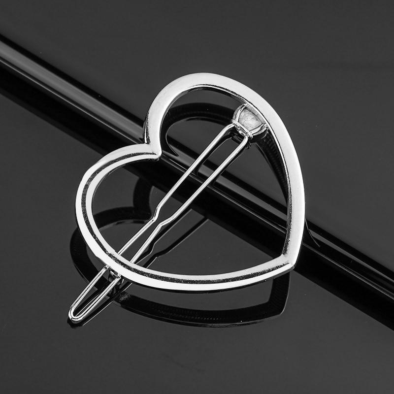 New Metal Geometric Love Heart Hair Clip Elegant Round Barrette for Women Girls Sweet Gold Hairpins Barrettes Hair Accessories