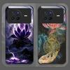 Luxury Floral Art Lotus Flower Pattern Tempered Glass Phone Case for OPPO Reno 13F 12 11 10 ProPlus Find X8 X5 X3 PRO Lite Cover