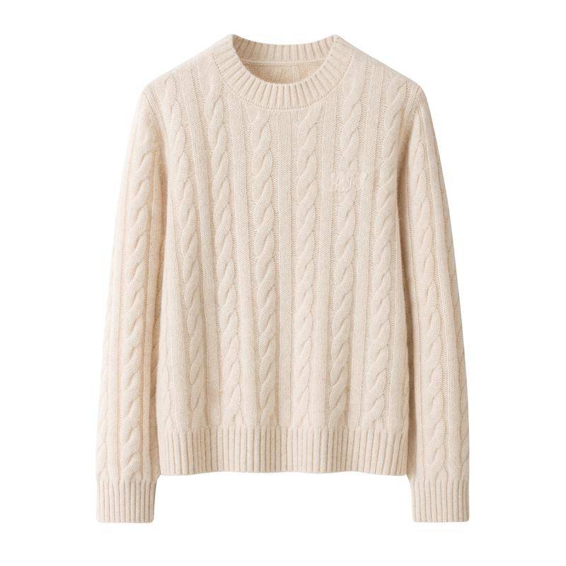 

Women s 100% Pure Cashmere Round Neck Cable Knit Sweater L