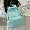 Color Solid Simple Lace Bow Design Student Backpack For School And Daily Use