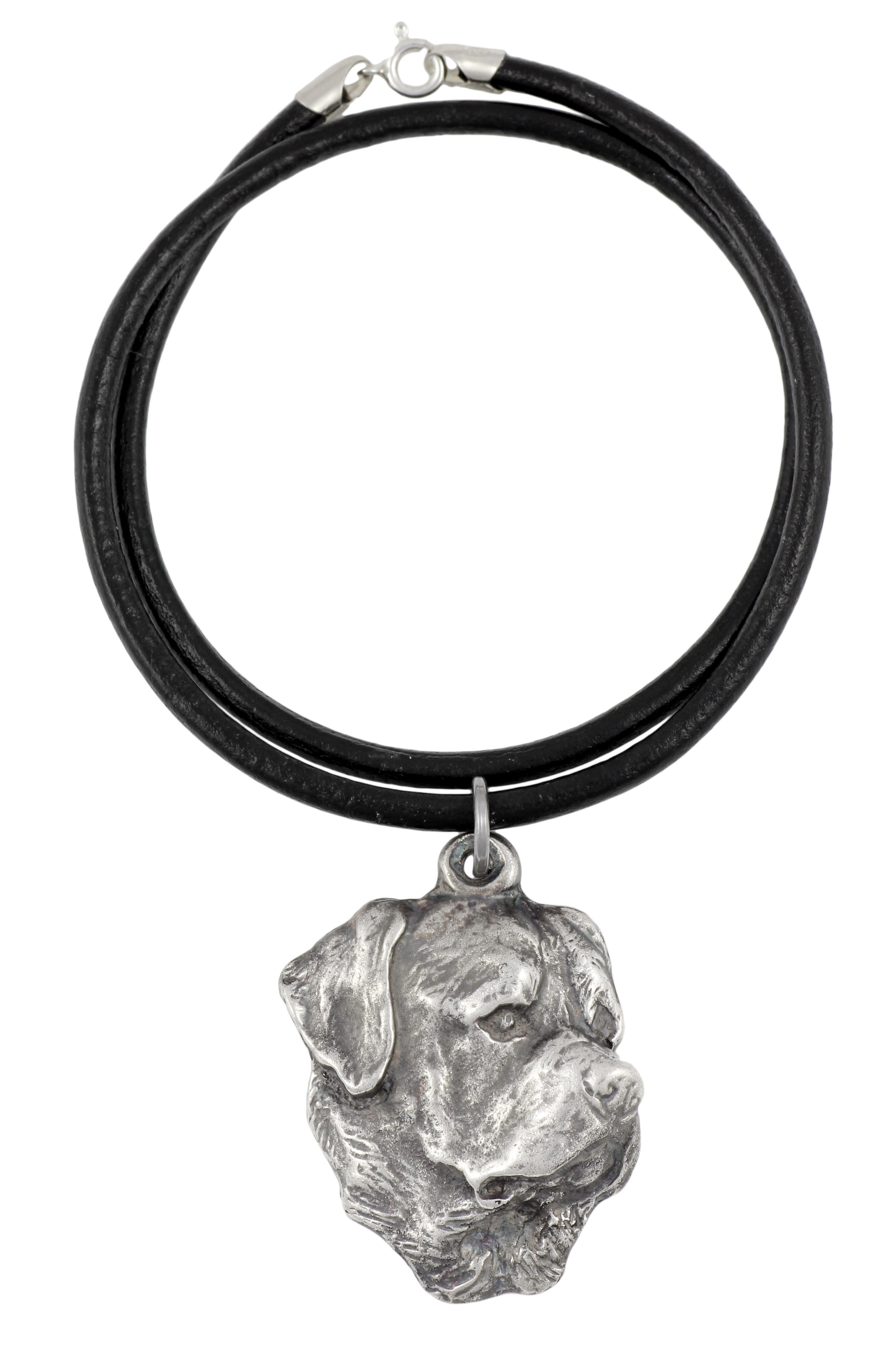 

Rottweiler, Rott, Rottie V - Necklace with dog, silver-plated pendant for dog fan, unique jewelry by Art-Dog brand срібний
