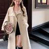 Rich Girl High-End Tie Waist Mid-Length Trench Coat for Women