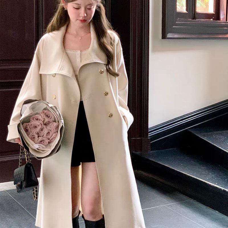 Rich Girl High-End Tie Waist Mid-Length Trench Coat for Women