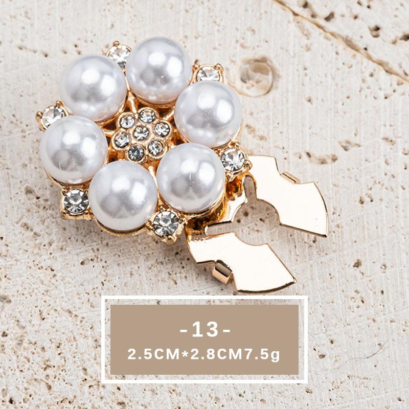 4/2pcs Crystal Pearl Button Covers Detachable Clip-On Shirt Coat Decorative Buttons Sewing Button for DIY Blouses Clothing